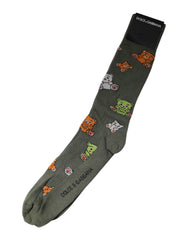 Dolce & Gabbana Green Nylon DG Bear Printed Mid Calf Socks -   -  Dolce & Gabbana.