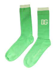 Dolce & Gabbana Green DG Logo Mid Calf Men Nylon Socks -   -  Dolce & Gabbana.