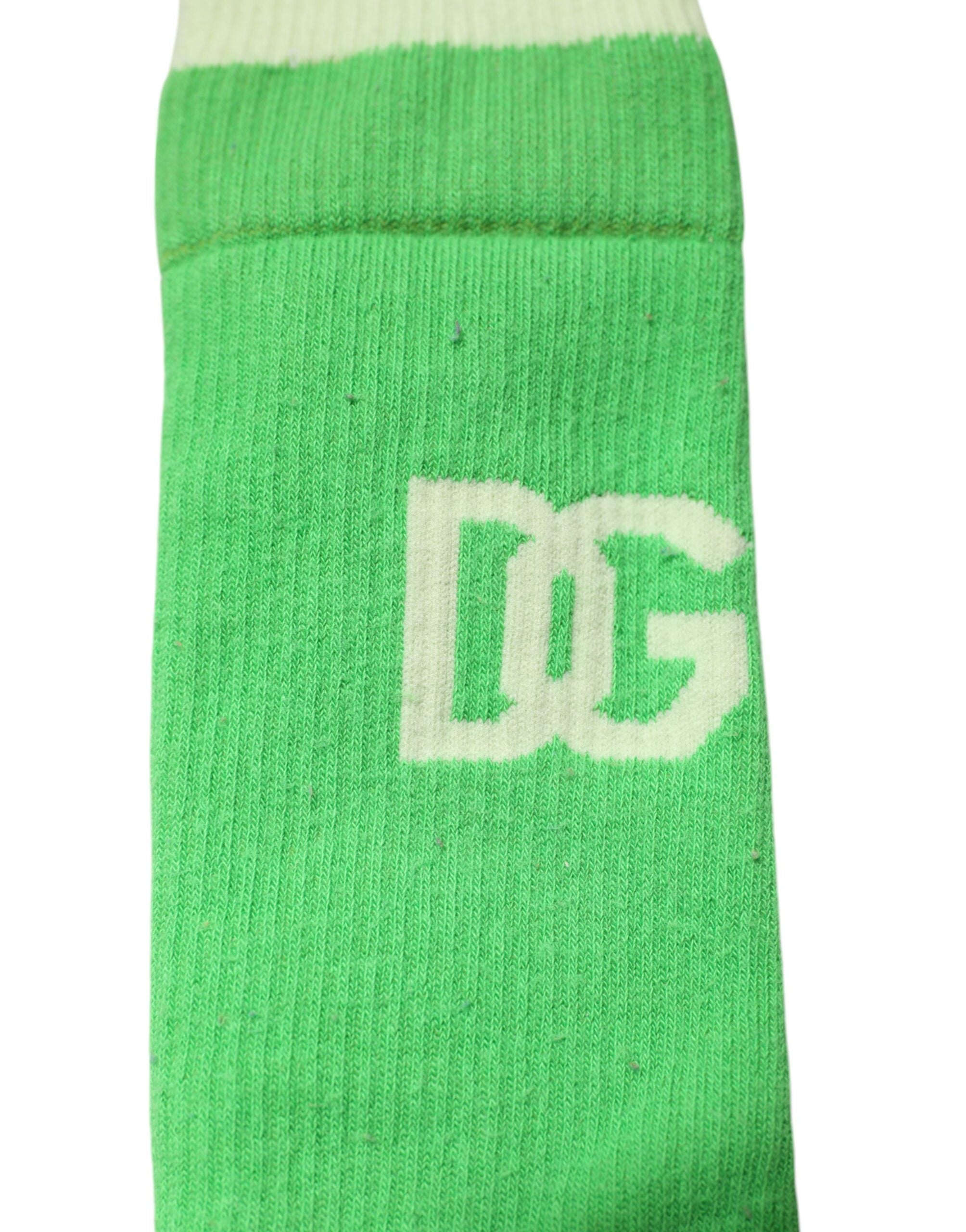 Dolce & Gabbana Green DG Logo Mid Calf Men Nylon Socks -   -  Dolce & Gabbana.