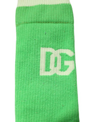 Dolce & Gabbana Green DG Logo Mid Calf Men Nylon Socks -   -  Dolce & Gabbana.