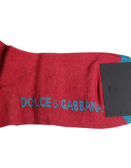 Dolce & Gabbana Red Cotton DG Logo Print Mid Calf Socks -   -  Dolce & Gabbana.