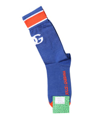 Dolce & Gabbana Blue Cotton DG Logo Print Mid Calf Socks -   -  Dolce & Gabbana.