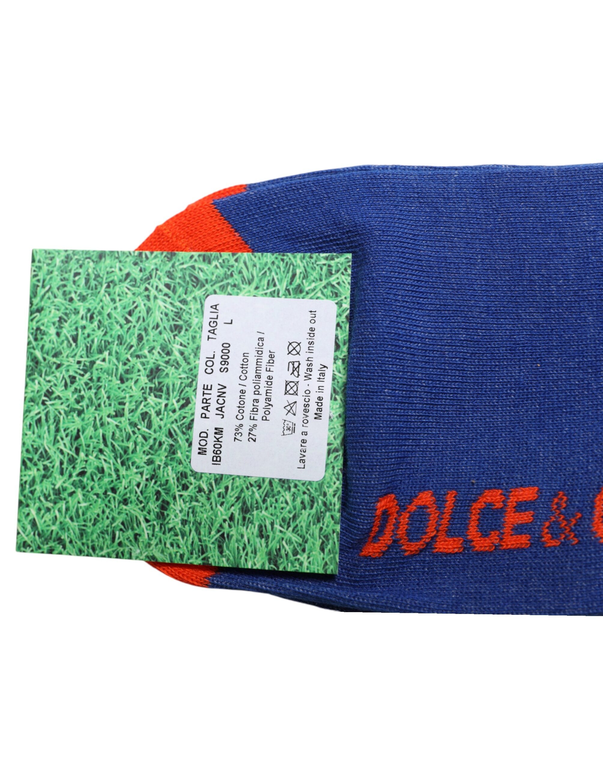 Dolce & Gabbana Blue Cotton DG Logo Print Mid Calf Socks -   -  Dolce & Gabbana.