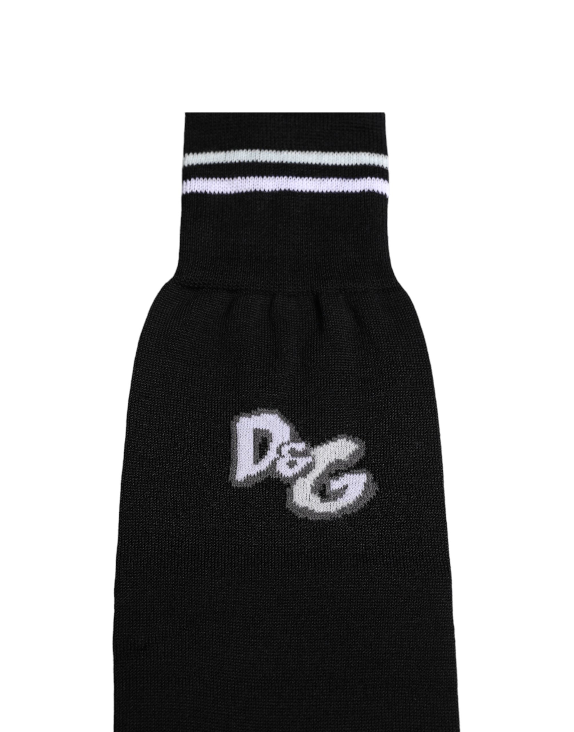Dolce & Gabbana Black DG Logo Print Cotton Over Calf Socks -   -  Dolce & Gabbana.