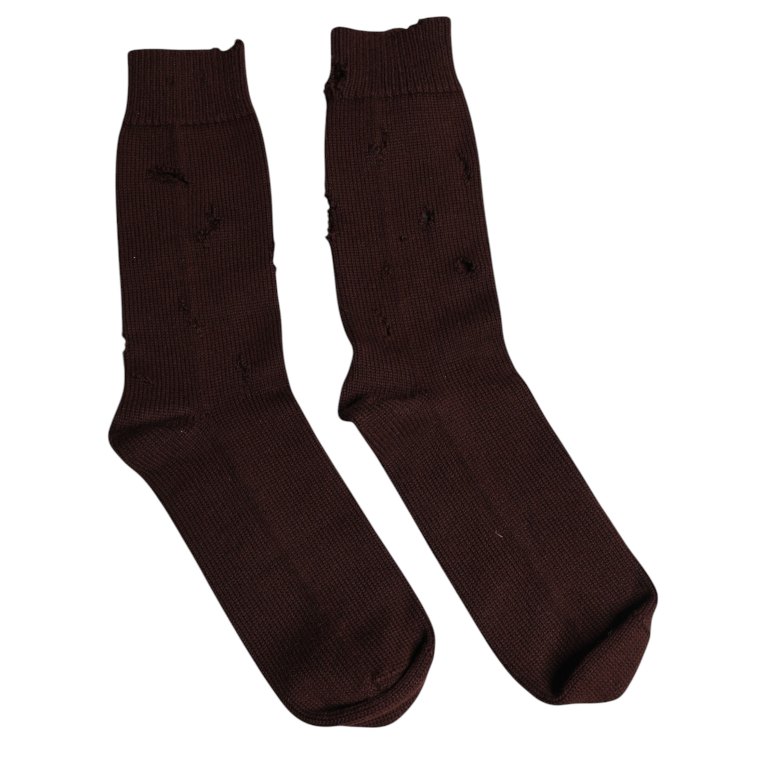 Dolce & Gabbana Brown Solid Cotton Stretch Mid Calf Socks -   -  Dolce & Gabbana.