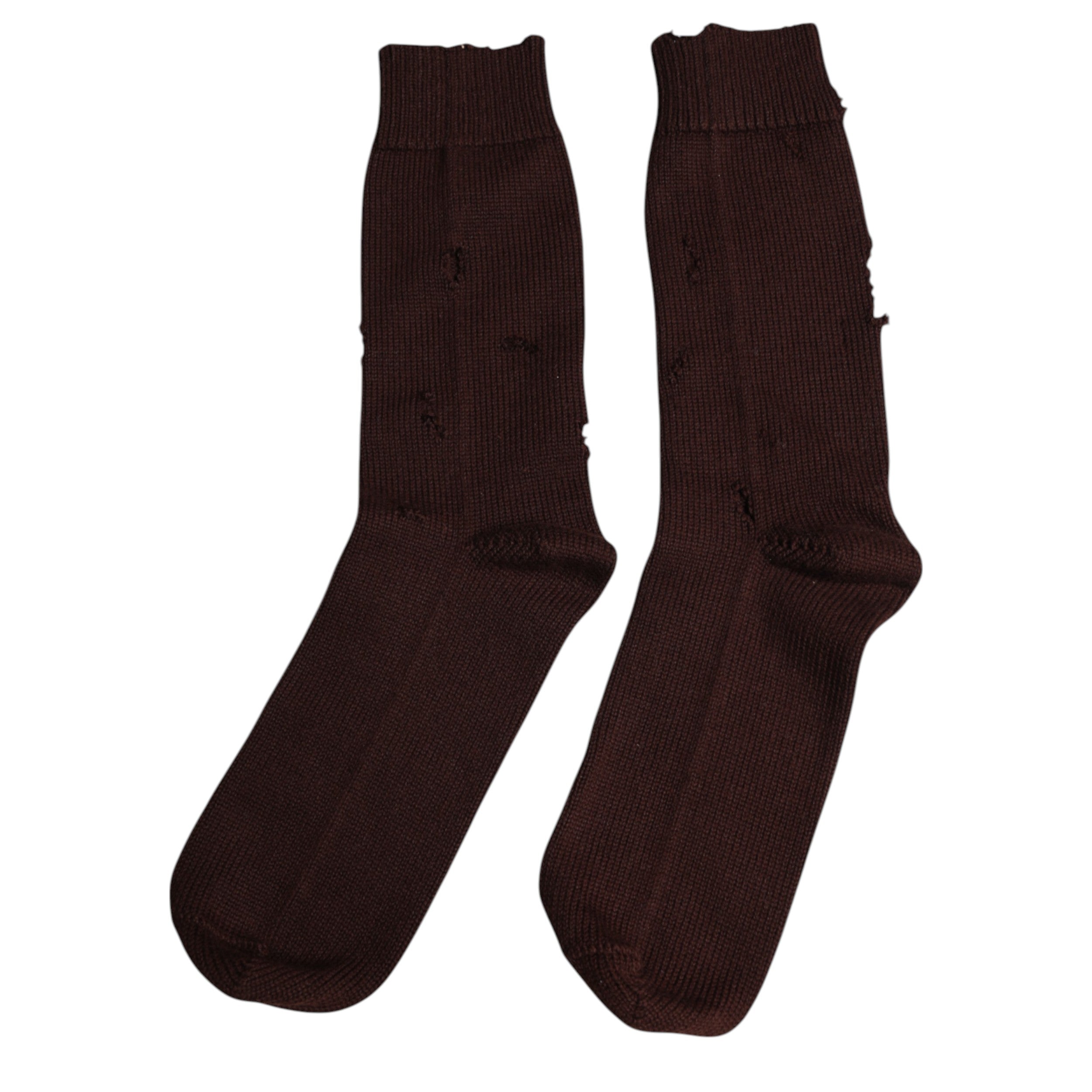 Dolce & Gabbana Brown Solid Cotton Stretch Mid Calf Socks -   -  Dolce & Gabbana.