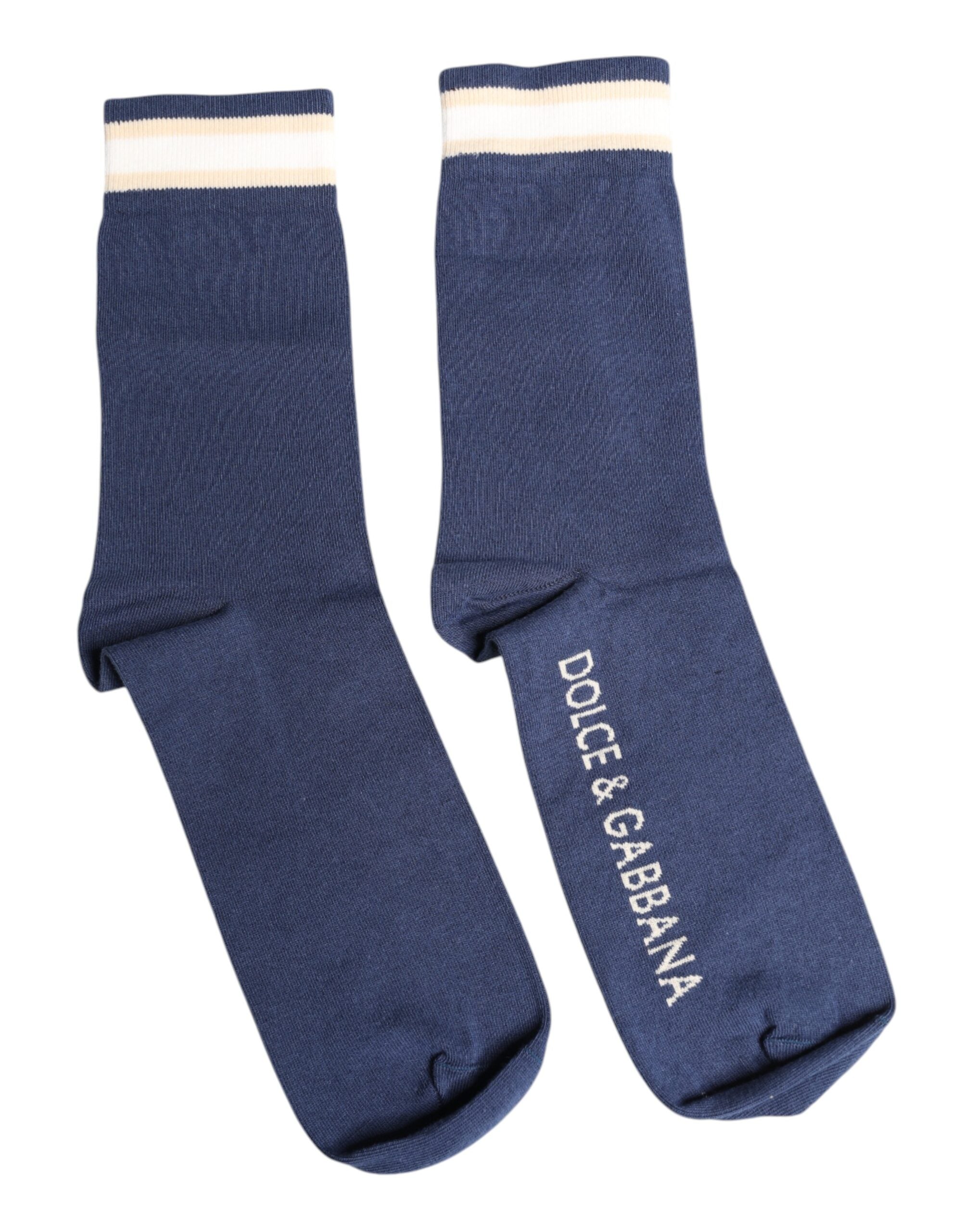 Dolce & Gabbana Blue Stretch DG Logo Print Mid Calf Socks -   -  Dolce & Gabbana.