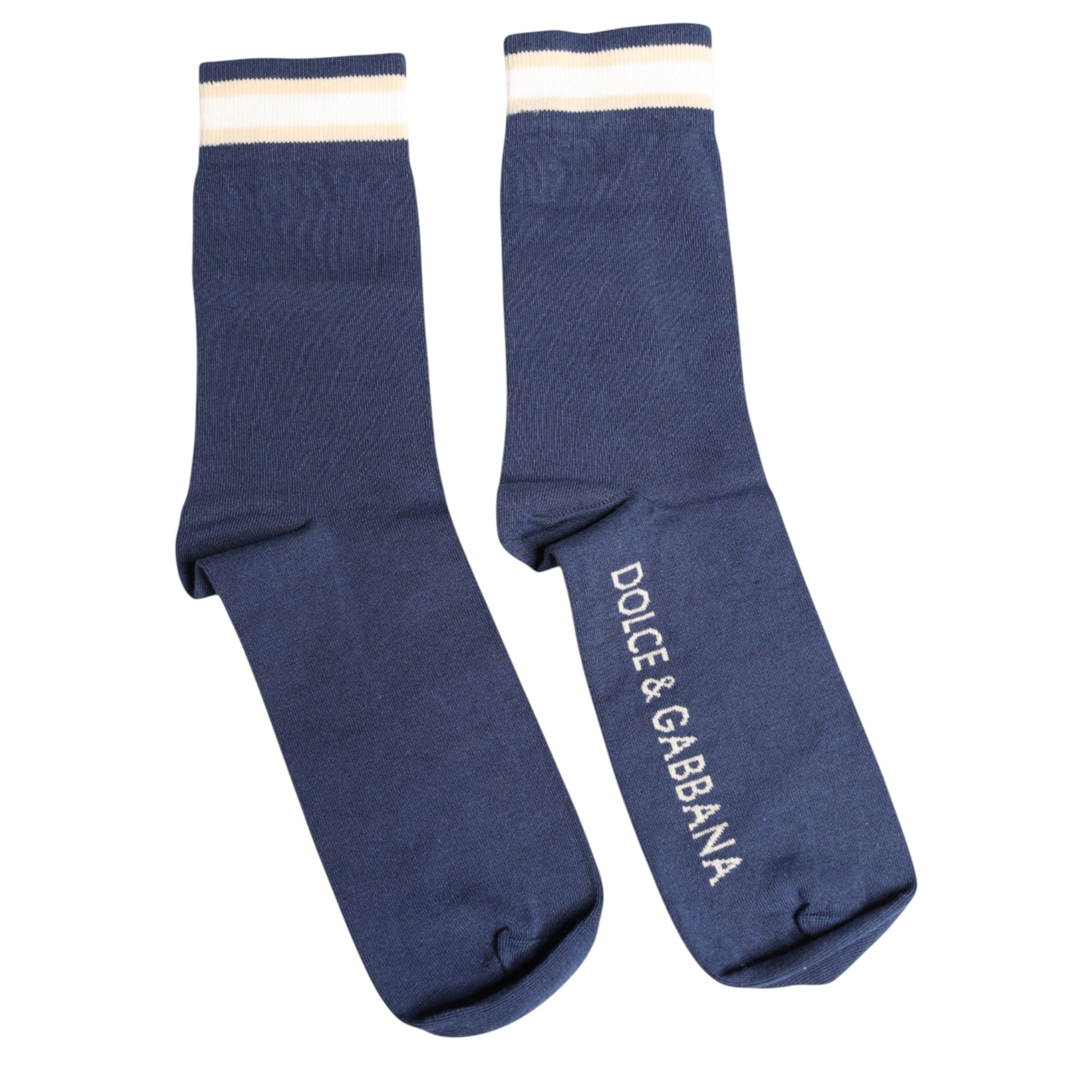 Dolce & Gabbana Blue Stretch DG Logo Print Mid Calf Socks -   -  Dolce & Gabbana.