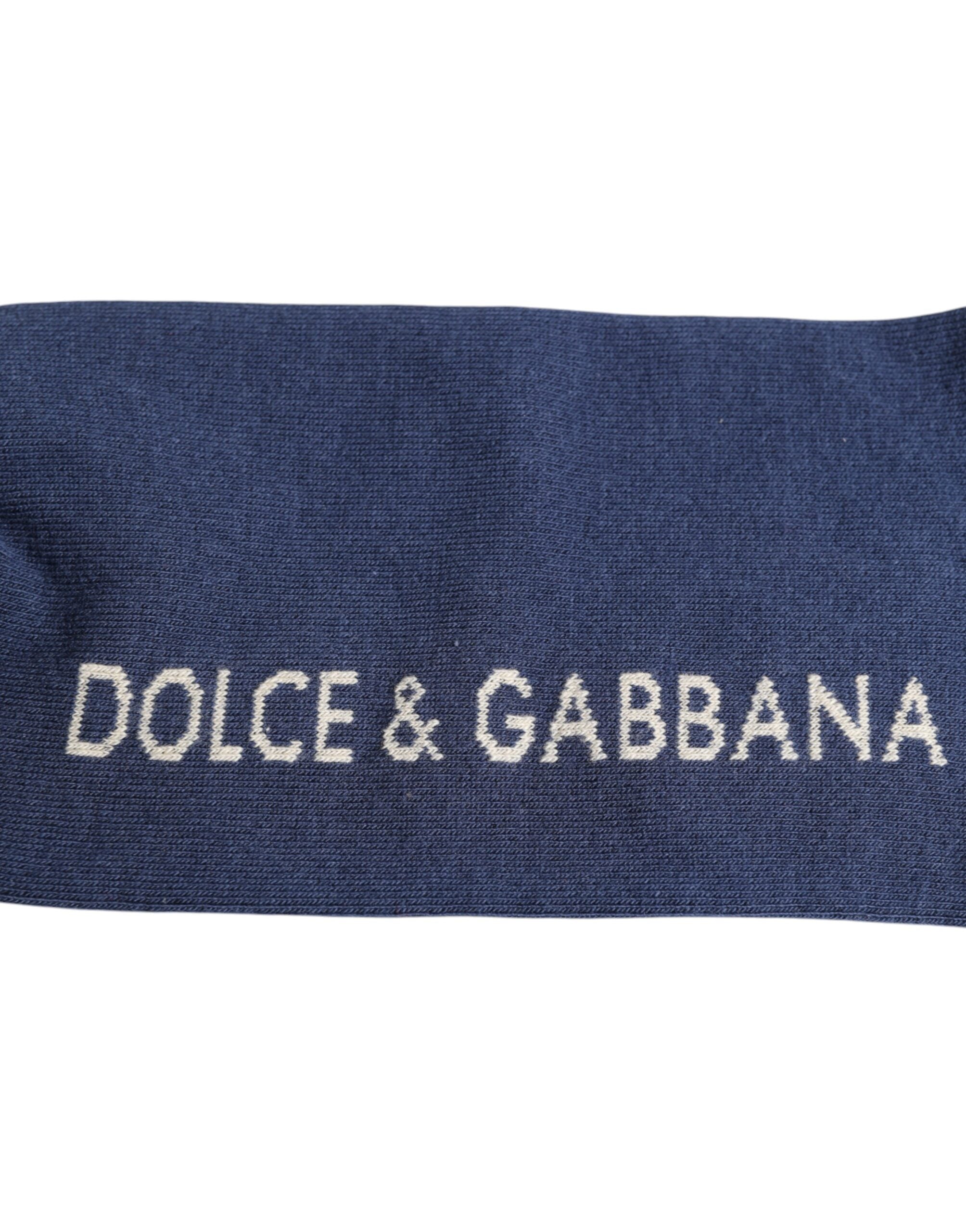 Dolce & Gabbana Blue Stretch DG Logo Print Mid Calf Socks -   -  Dolce & Gabbana.