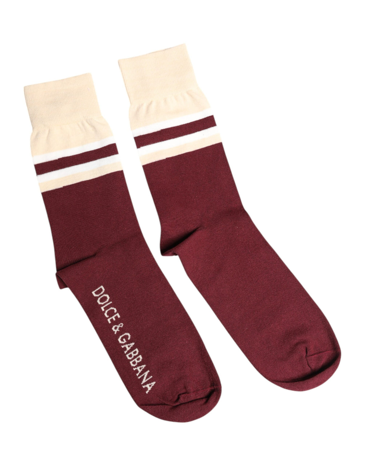 Dolce & Gabbana Burgundy Stretch Logo Print Mid Calf Socks -   -  Dolce & Gabbana.