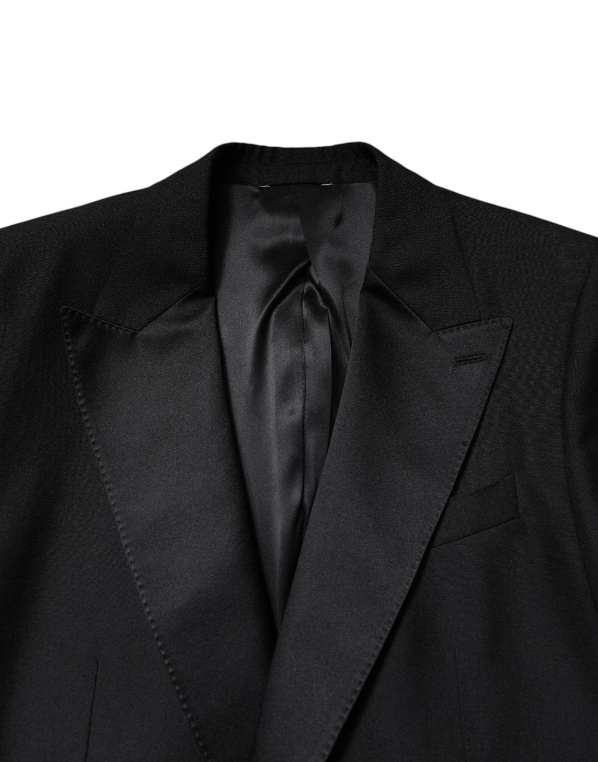 Dolce & Gabbana Black Wool Single Breasted Coat Blazer -   -  Dolce & Gabbana.