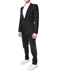 Dolce & Gabbana Black Floral Jacquard Coat Jacket Blazer -   -  Dolce & Gabbana.