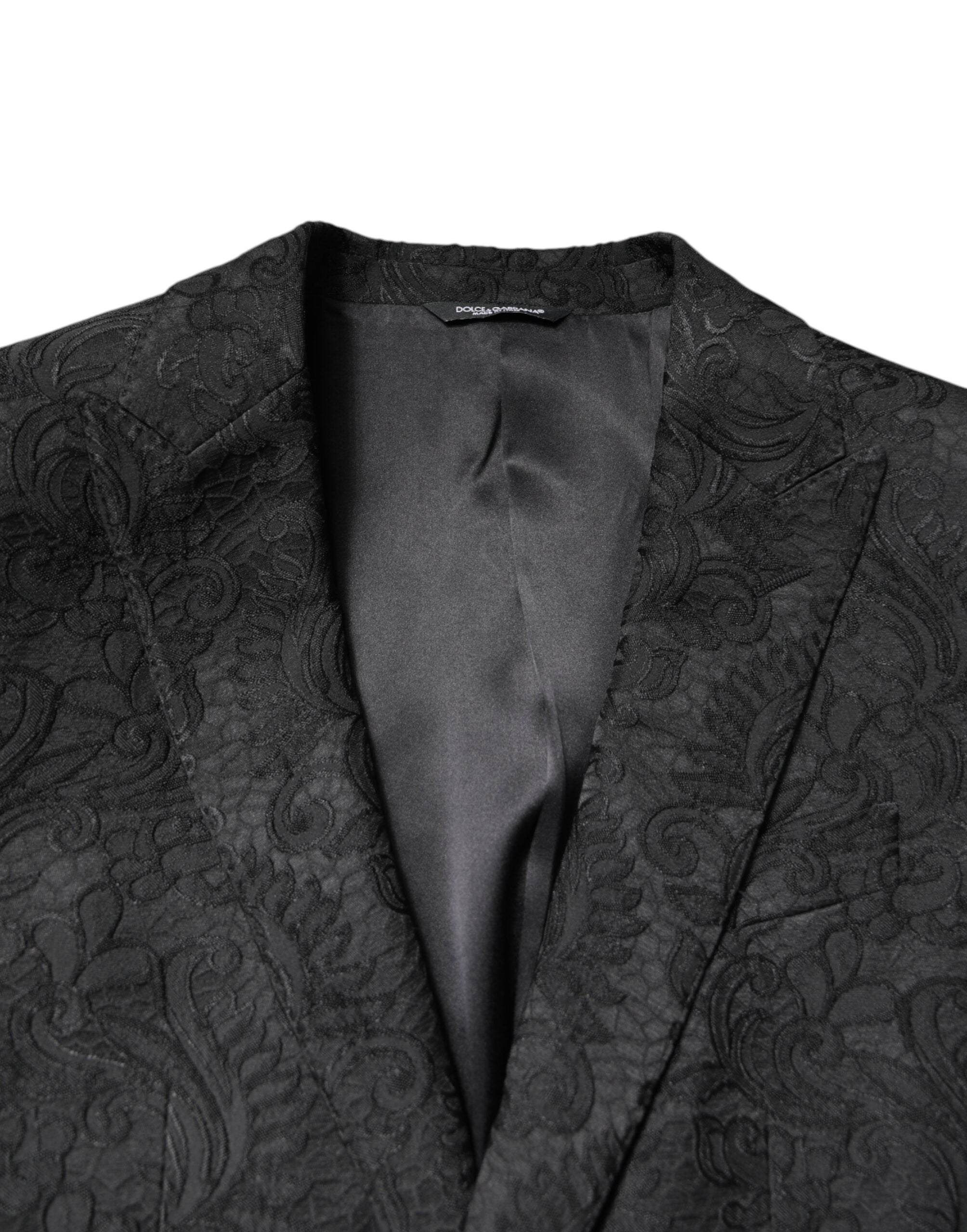 Dolce & Gabbana Black Floral Jacquard Coat Jacket Blazer -   -  Dolce & Gabbana.
