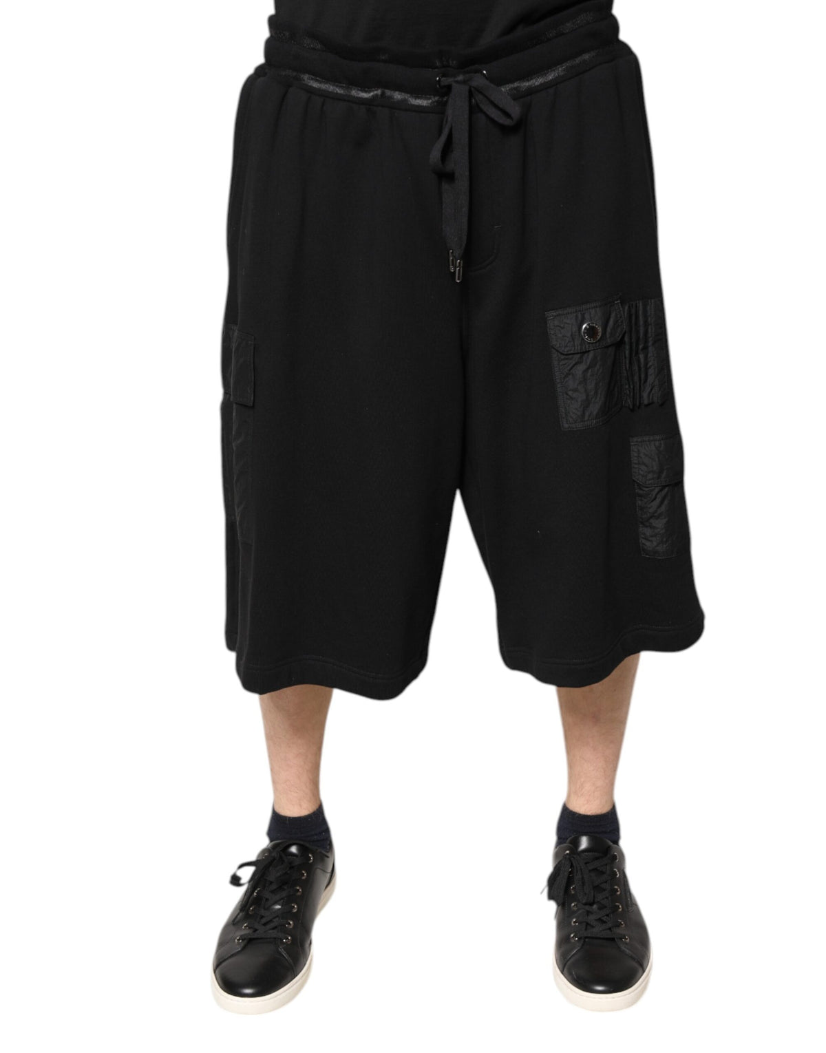 Dolce & Gabbana Black Cotton Men Cargo Sweatshorts Shorts -   -  Dolce & Gabbana.