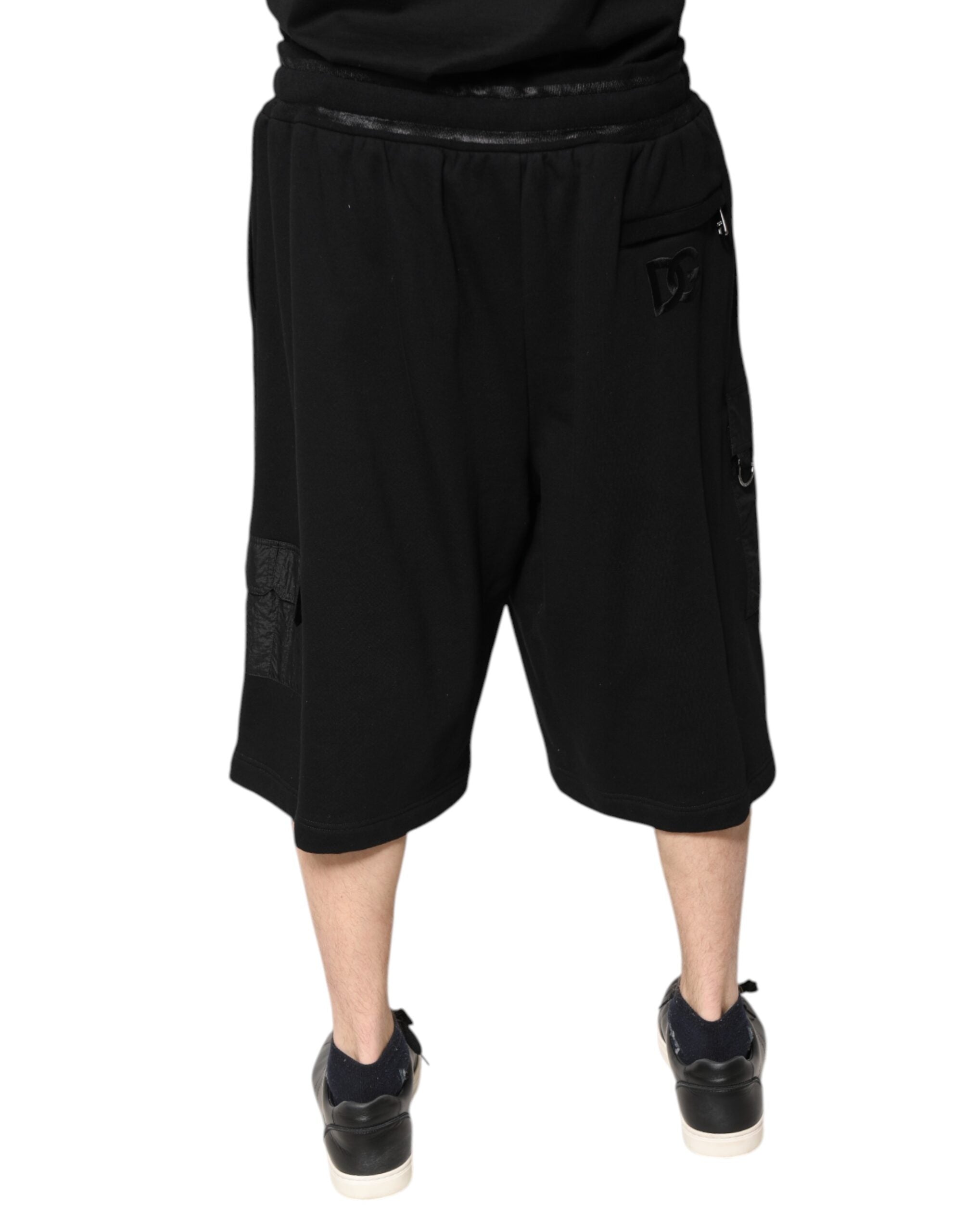 Dolce & Gabbana Black Cotton Men Cargo Sweatshorts Shorts -   -  Dolce & Gabbana.