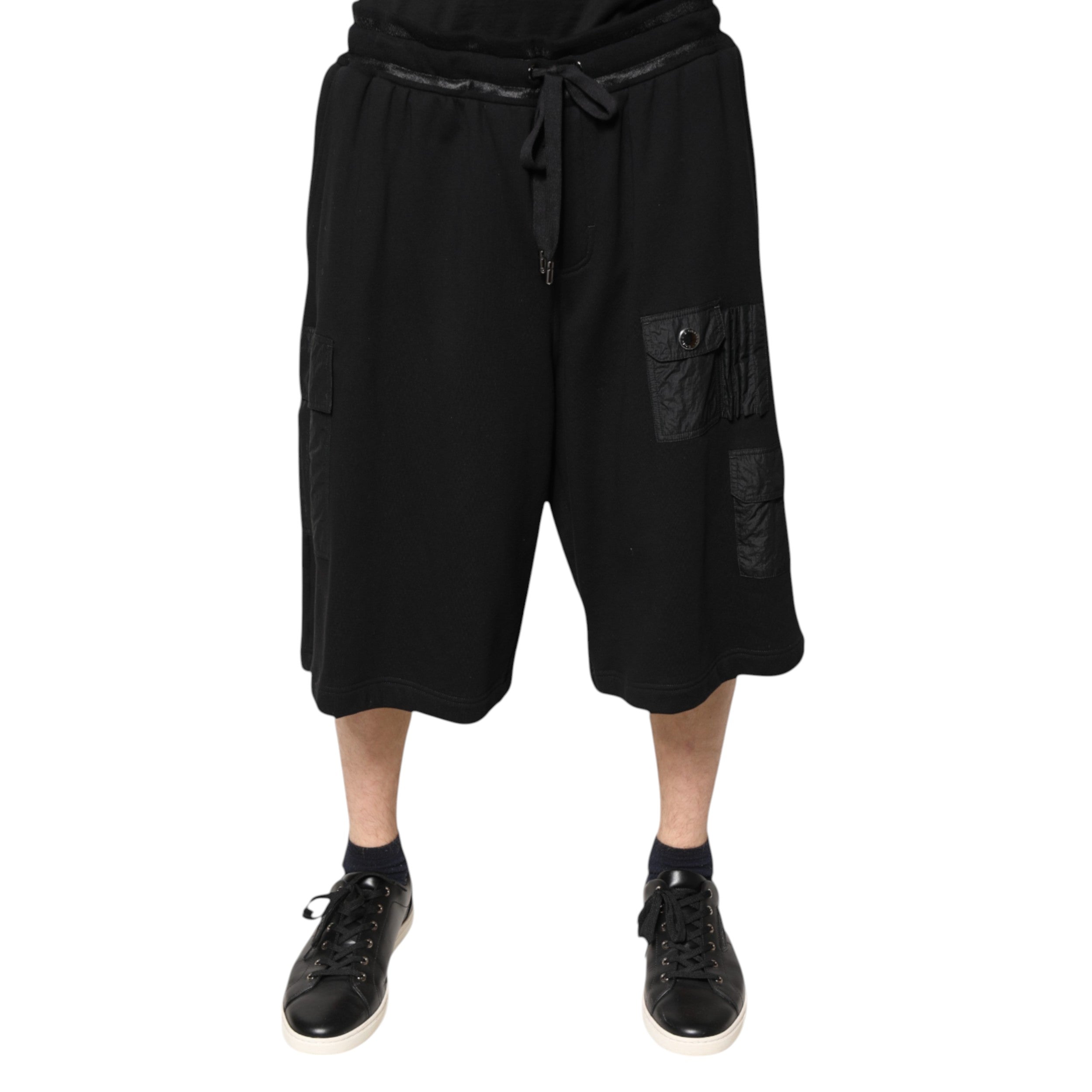 Dolce & Gabbana Black Cotton Men Cargo Sweatshorts Shorts -   -  Dolce & Gabbana.