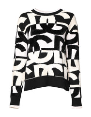 Dolce & Gabbana White Black Logo Print Women Pullover Sweater -   -  Dolce & Gabbana.