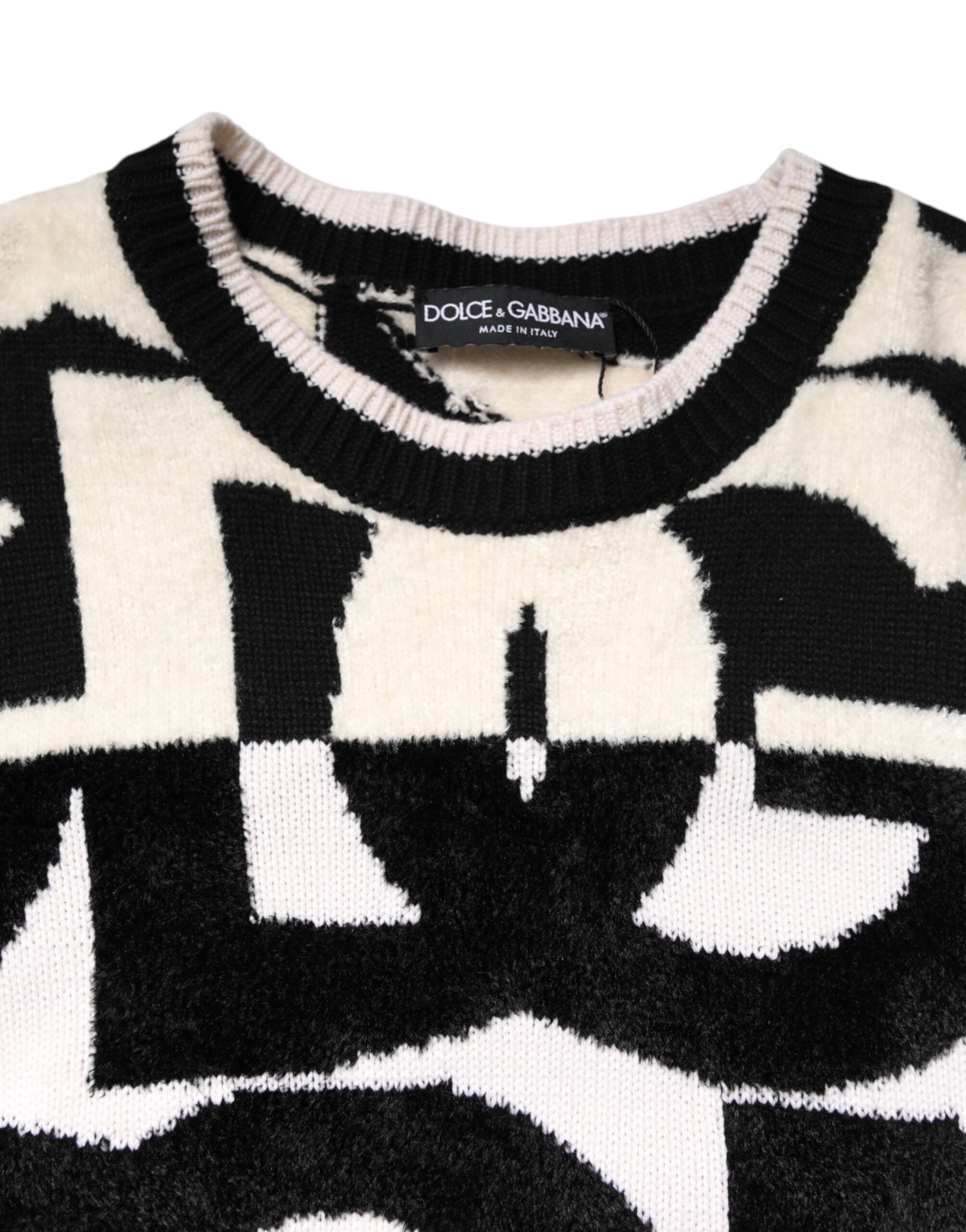 Dolce & Gabbana White Black Logo Print Women Pullover Sweater -   -  Dolce & Gabbana.