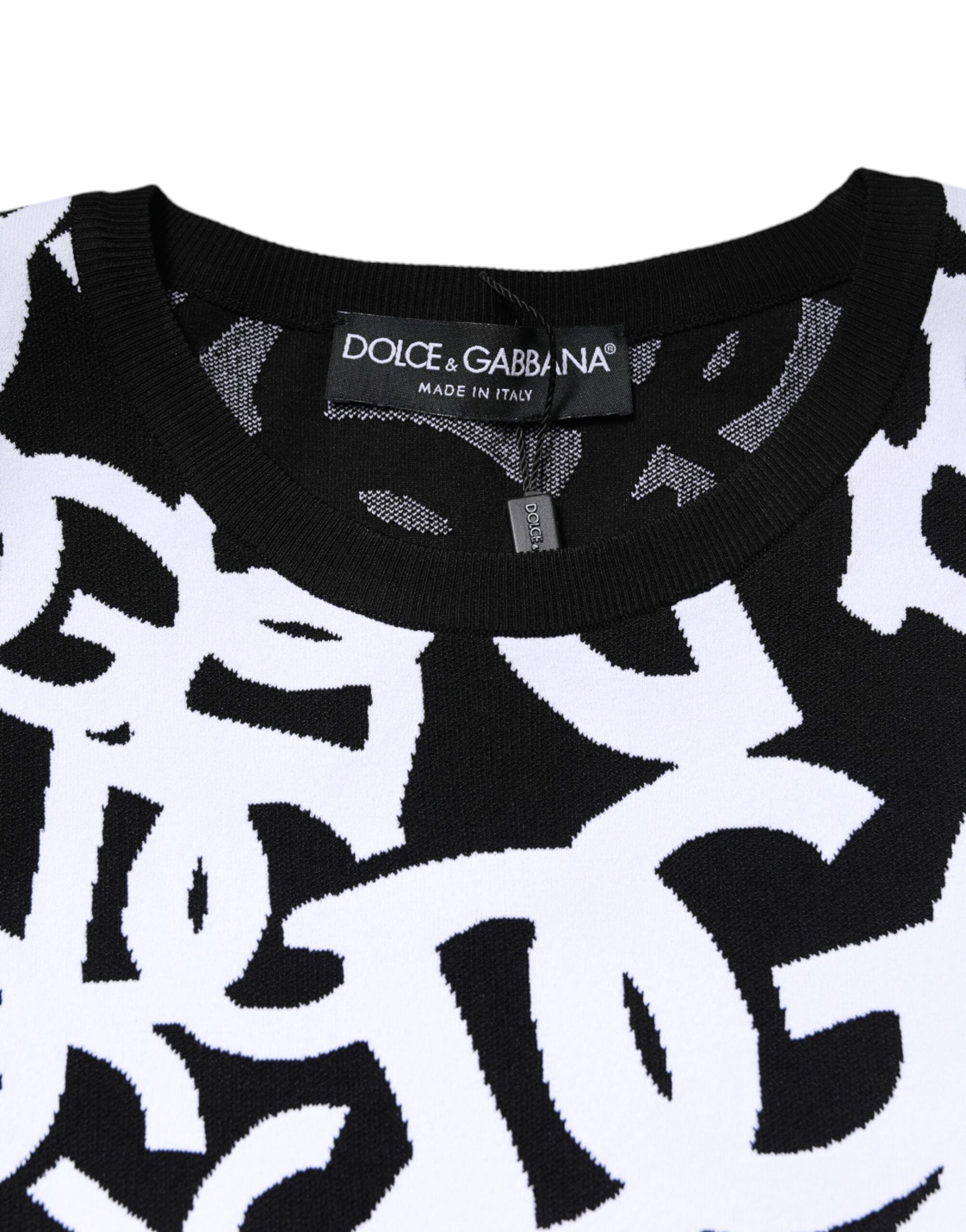 Dolce & Gabbana Black White Logo Print Women Pullover Sweater -   -  Dolce & Gabbana.