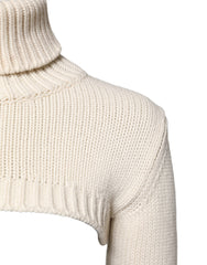 Dolce & Gabbana Ivory Cashmere Turtleneck Cropped Top Sweater -   -  Dolce & Gabbana.