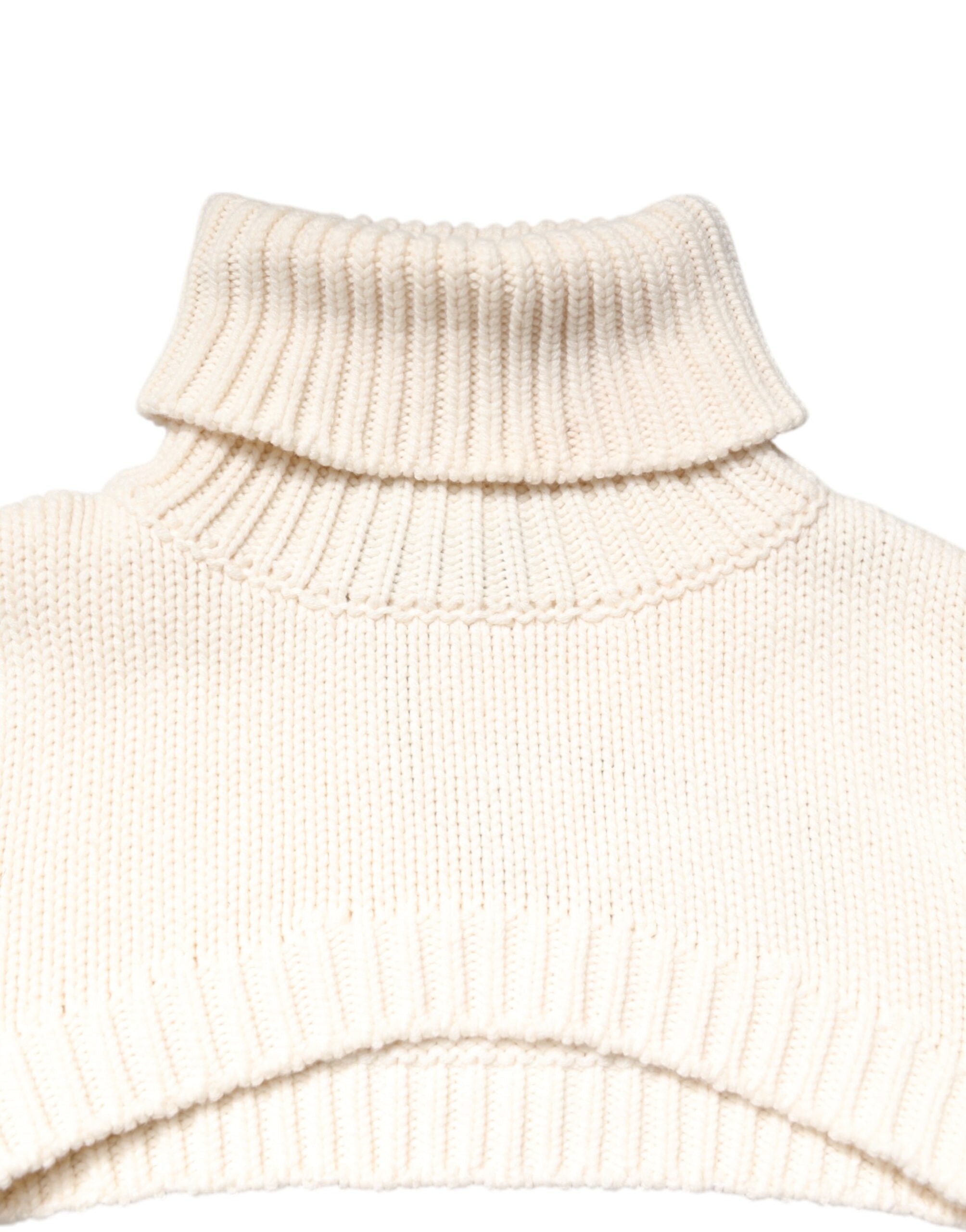 Dolce & Gabbana Ivory Cashmere Turtleneck Cropped Top Sweater -   -  Dolce & Gabbana.