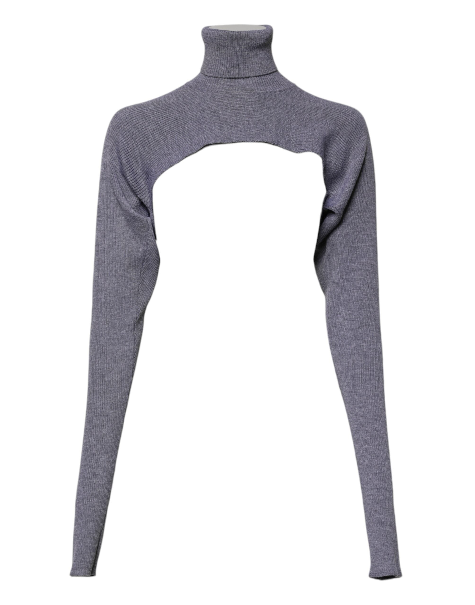 Dolce & Gabbana Gray Wool Knit Turtleneck Cropped Top Sweater -   -  Dolce & Gabbana.