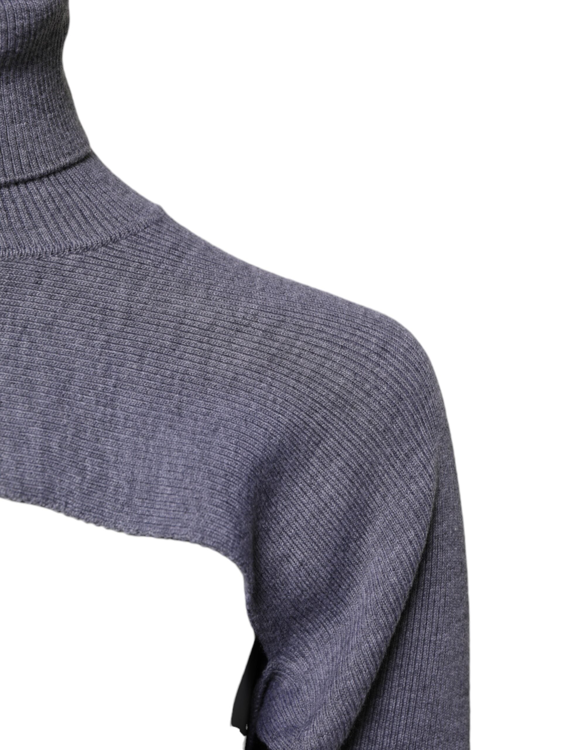 Dolce & Gabbana Gray Wool Knit Turtleneck Cropped Top Sweater -   -  Dolce & Gabbana.