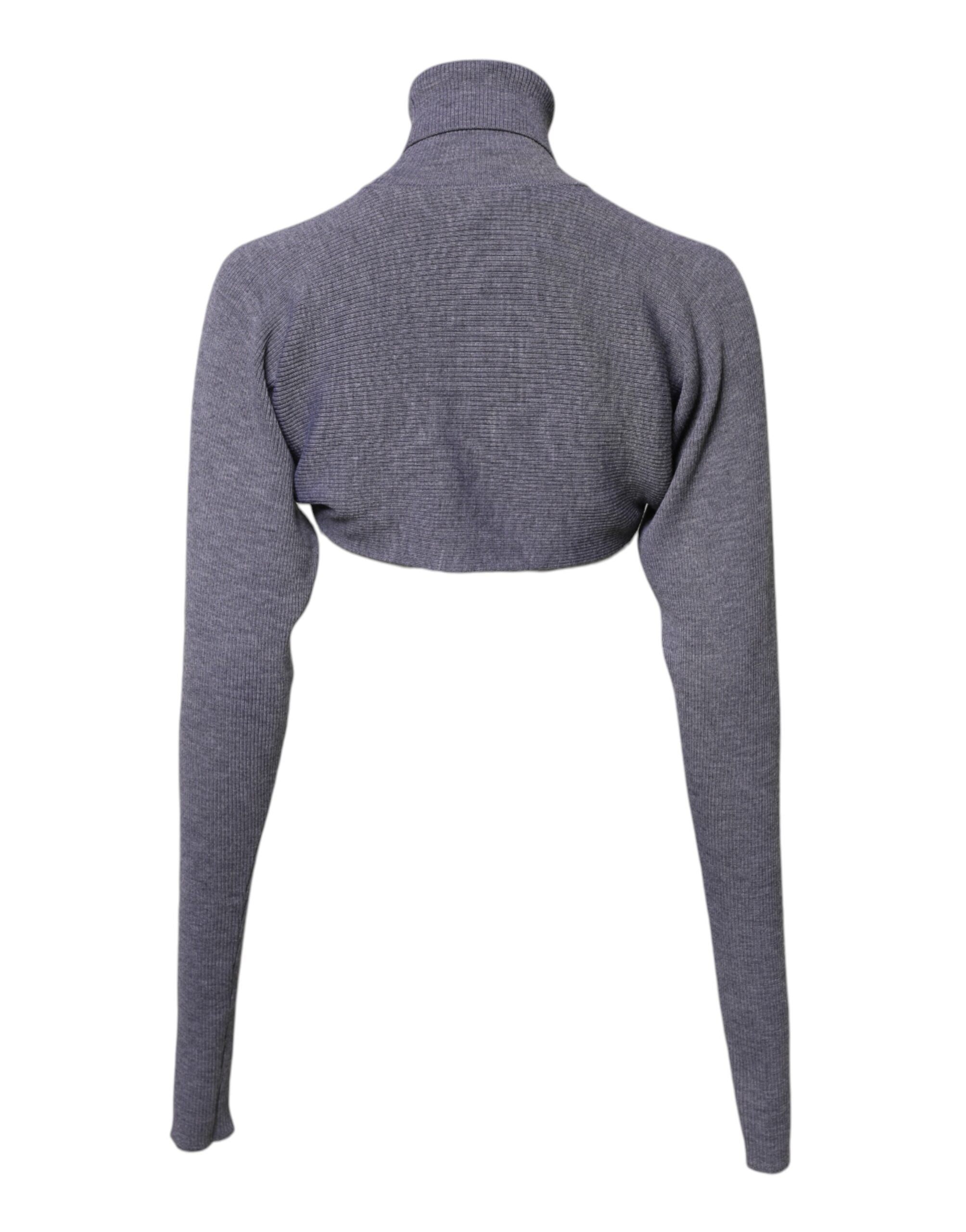 Dolce & Gabbana Gray Wool Knit Turtleneck Cropped Top Sweater -   -  Dolce & Gabbana.