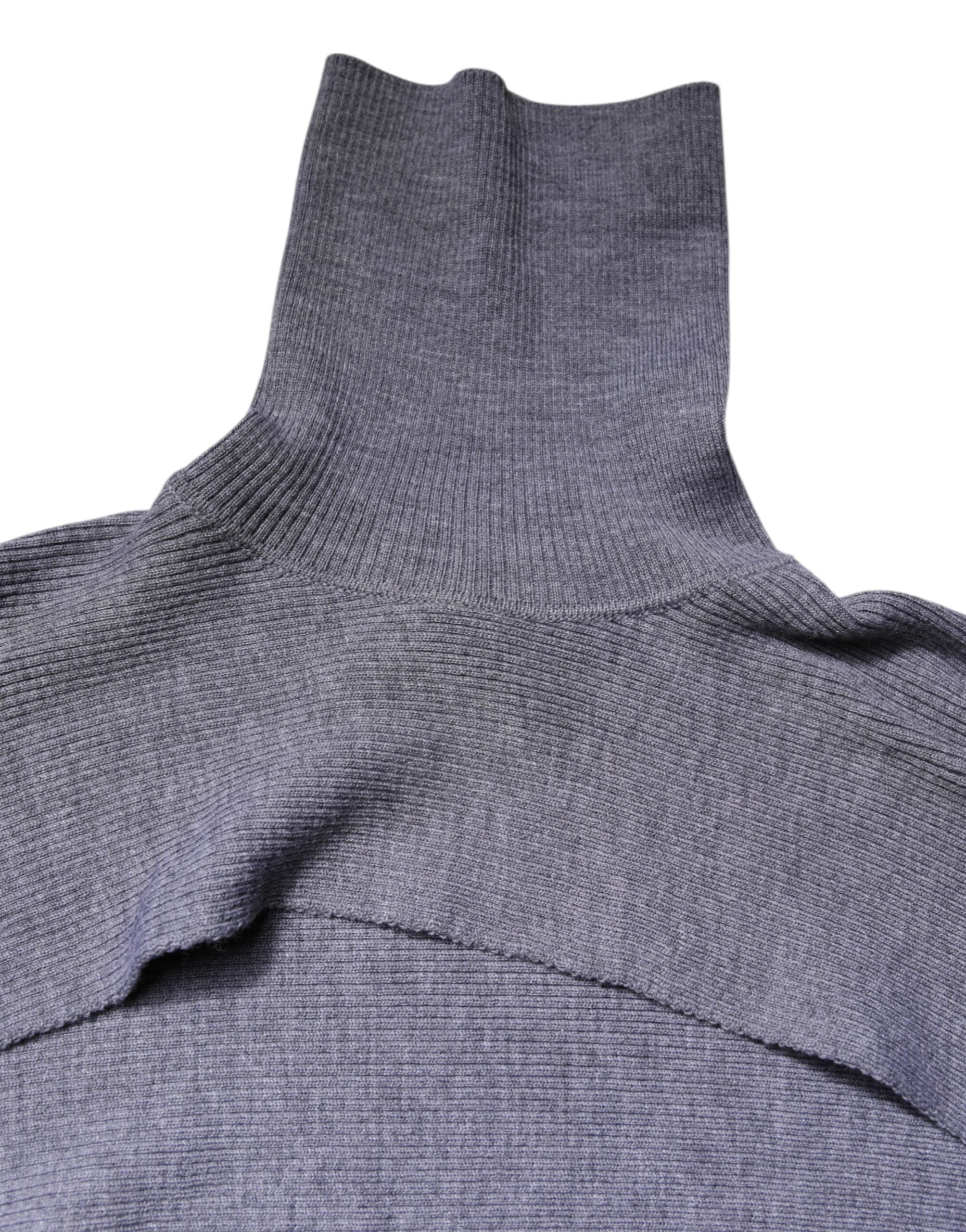 Dolce & Gabbana Gray Wool Knit Turtleneck Cropped Top Sweater -   -  Dolce & Gabbana.