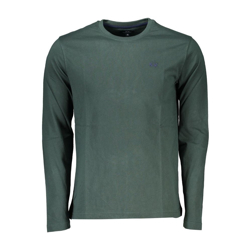 La Martina Elegant Crew Neck Green Tee with Embroidery -   -  La Martina.