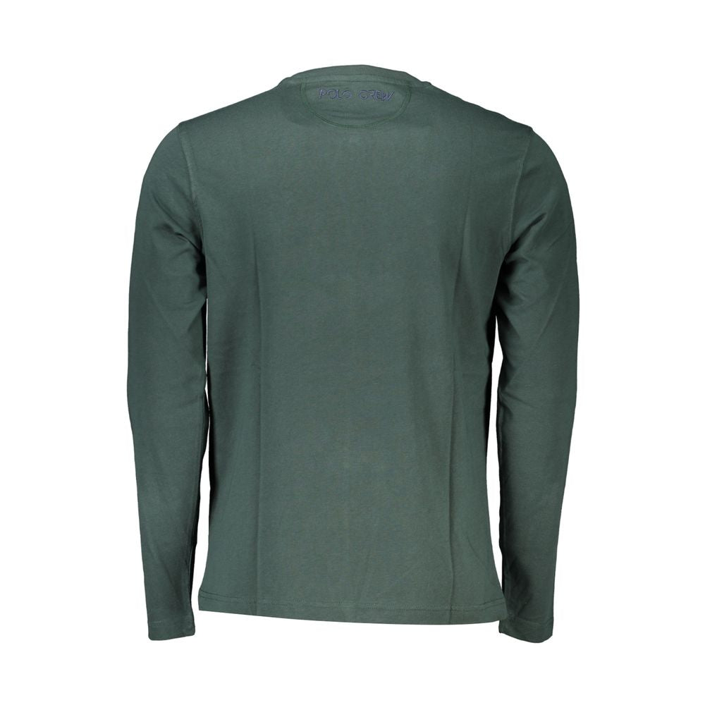 La Martina Elegant Crew Neck Green Tee with Embroidery -   -  La Martina.