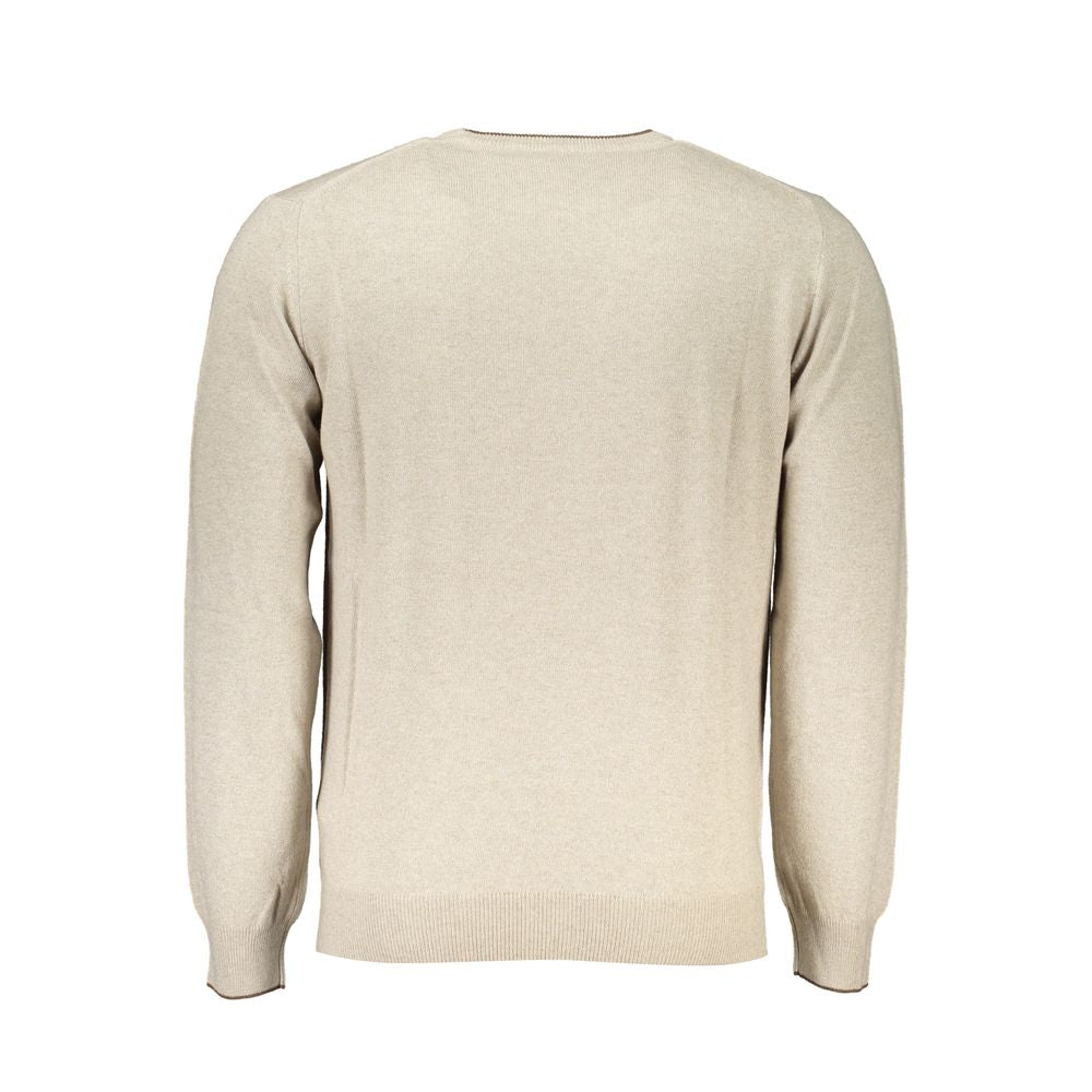 Harmont & Blaine Beige Crew Neck Luxury Sweater with Embroidery -   -  Harmont & Blaine.