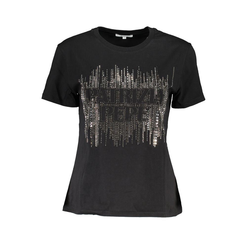 Patrizia Pepe Chic Contrast Crew Neck Cotton Tee -   -  Patrizia Pepe.
