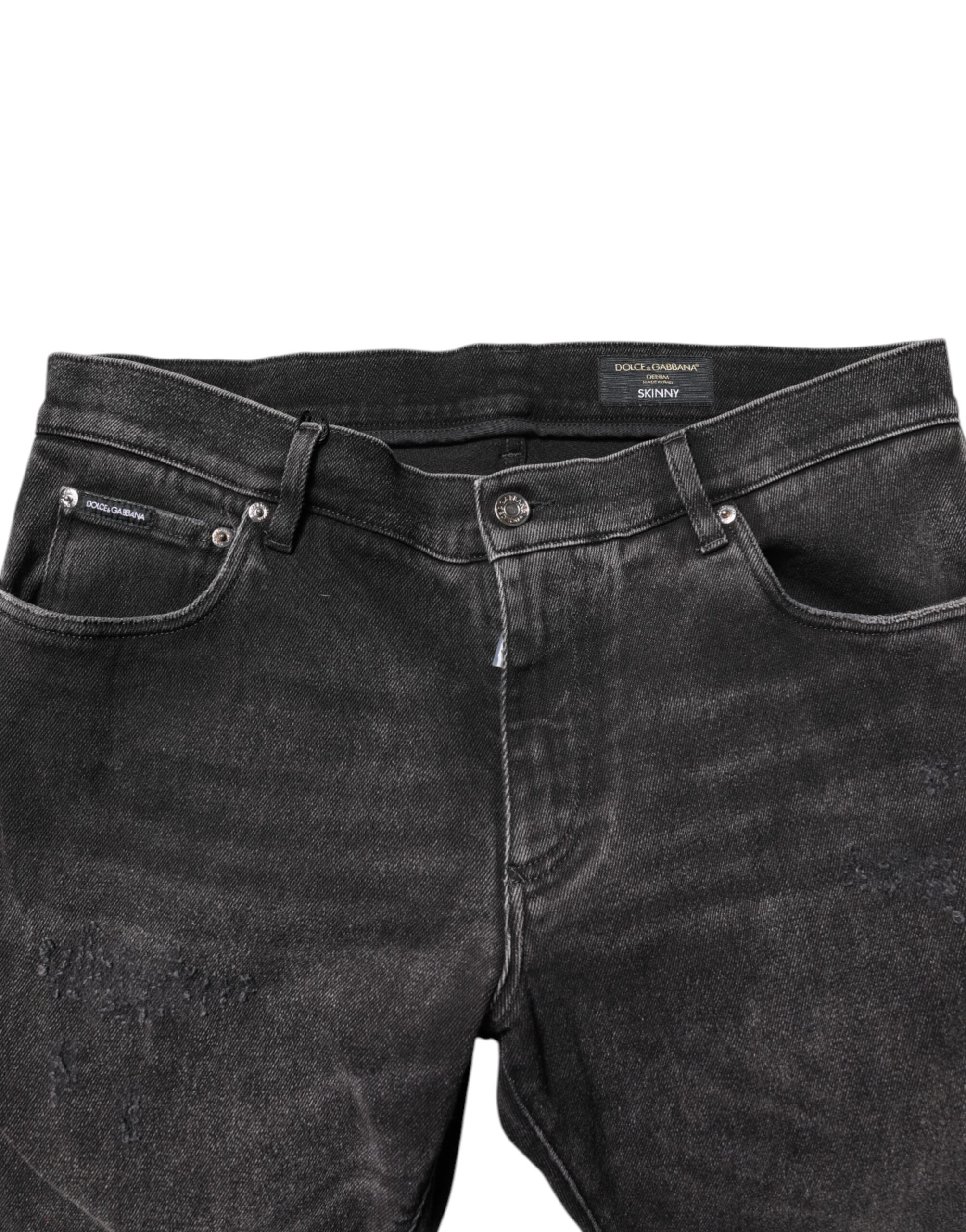 Dolce & Gabbana Gray Washed Cotton Skinny Denim Jeans -   -  Dolce & Gabbana.