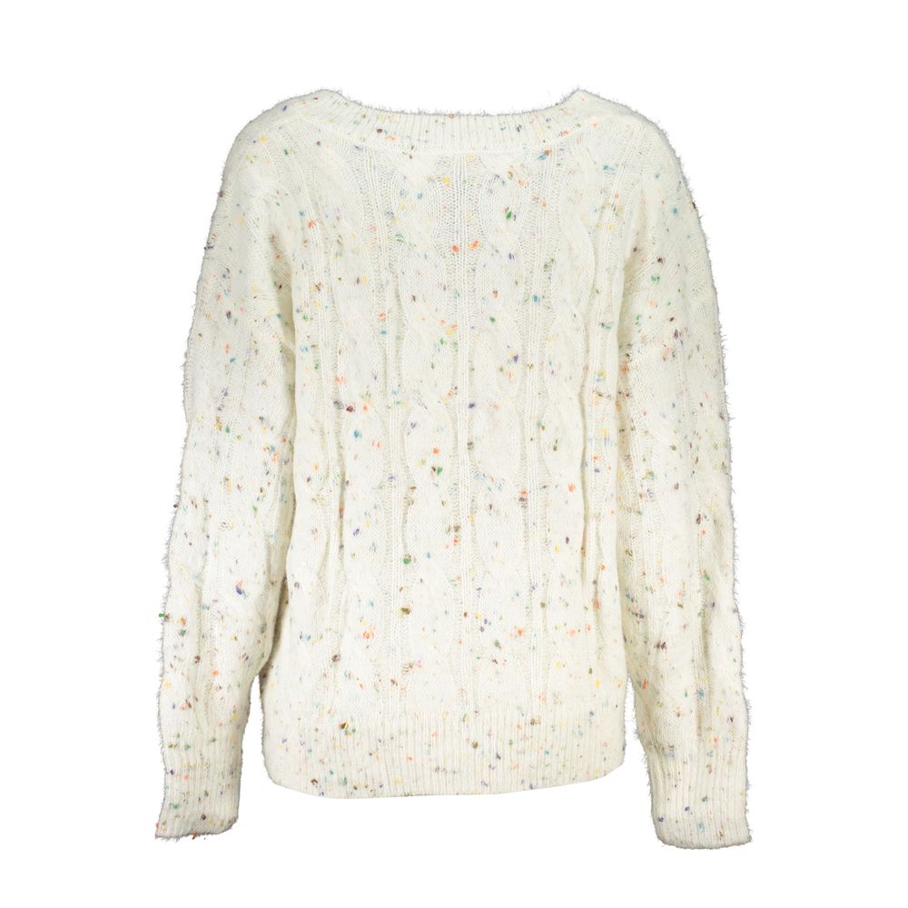 Desigual Chic Contrast V-Neck Sweater with Logo Detail -   -  Desigual.