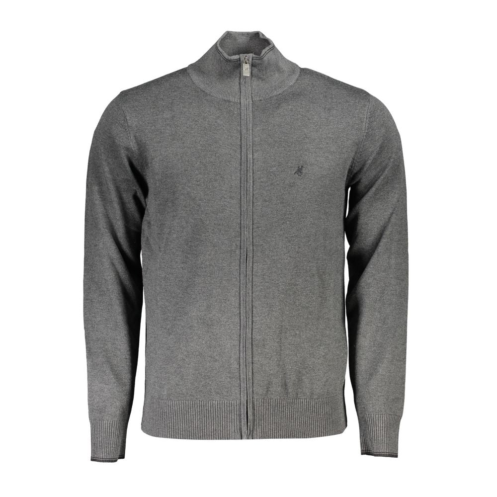 U.S. Grand Polo Sleek Gray Long Sleeve Zip Cardigan -   -  U.S. Grand Polo.
