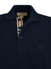 Burberry Navy Blue Cotton Collared Polo Shirt -   -  Burberry.