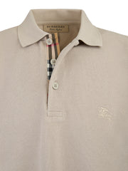Burberry Pale Stone Cotton Collared Polo Shirt -   -  Burberry.