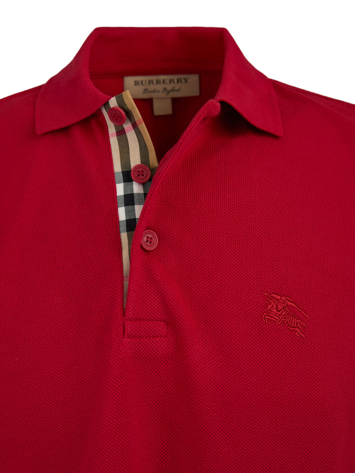 Burberry Red Cotton Collared Polo Shirt -   -  Burberry.