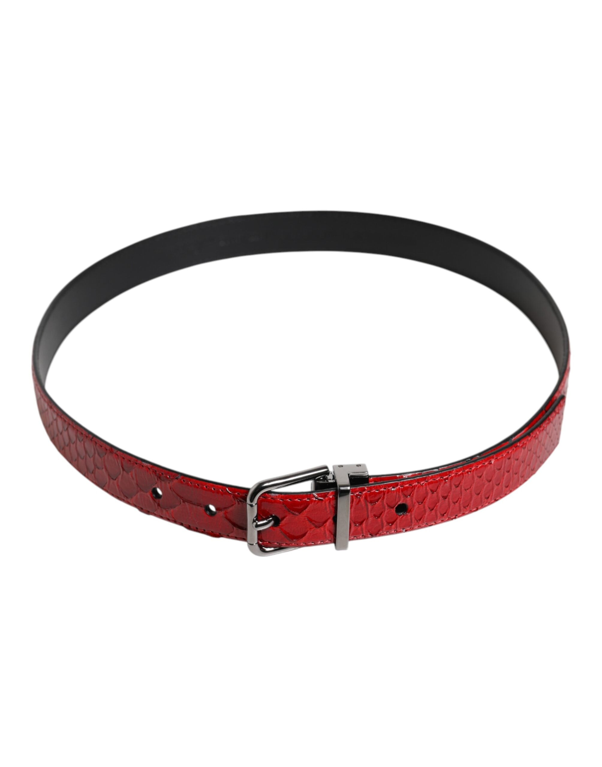 Dolce & Gabbana Red Exotic Leather Brass Metal Buckle Belt -   -  Dolce & Gabbana.
