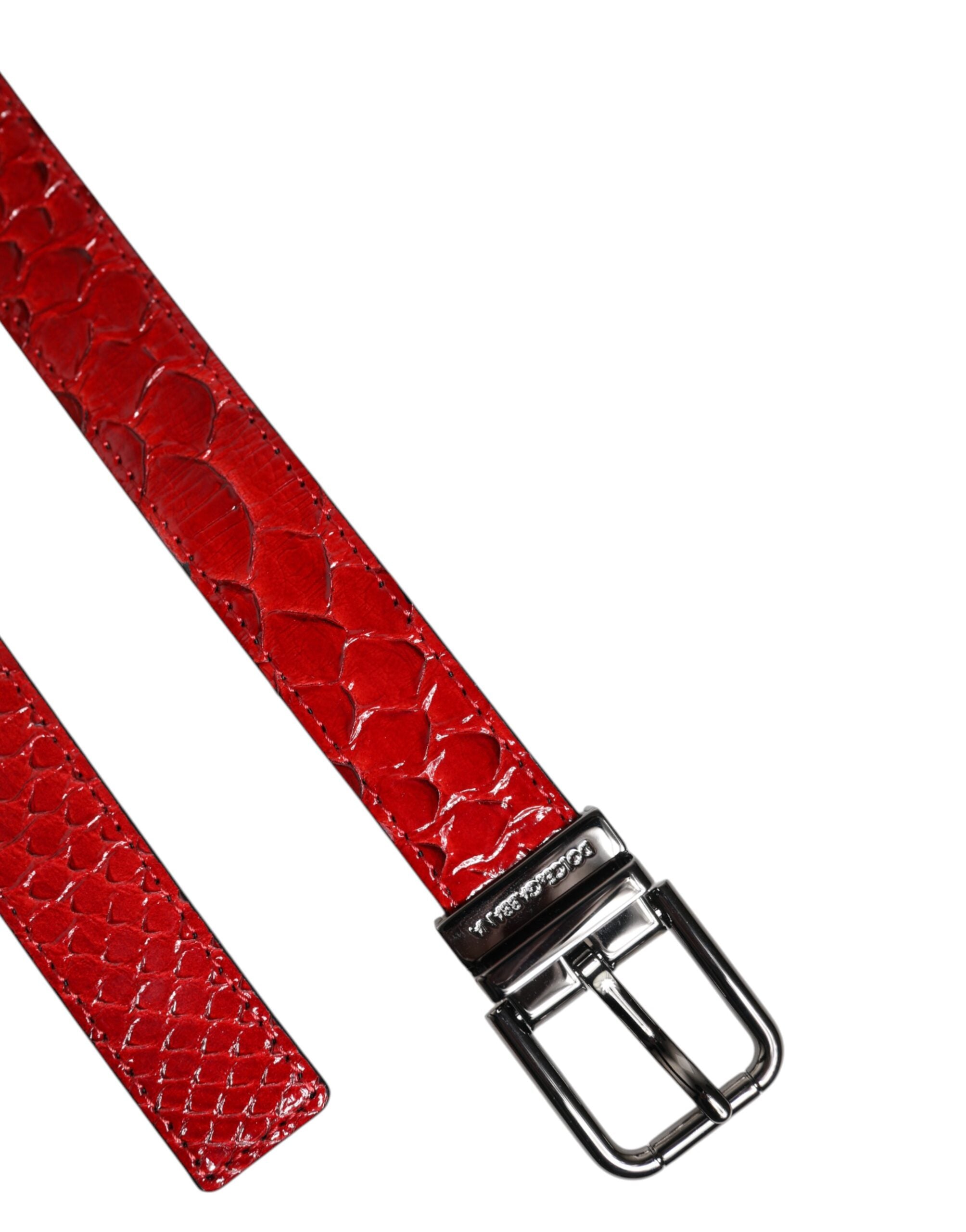 Dolce & Gabbana Red Exotic Leather Brass Metal Buckle Belt -   -  Dolce & Gabbana.