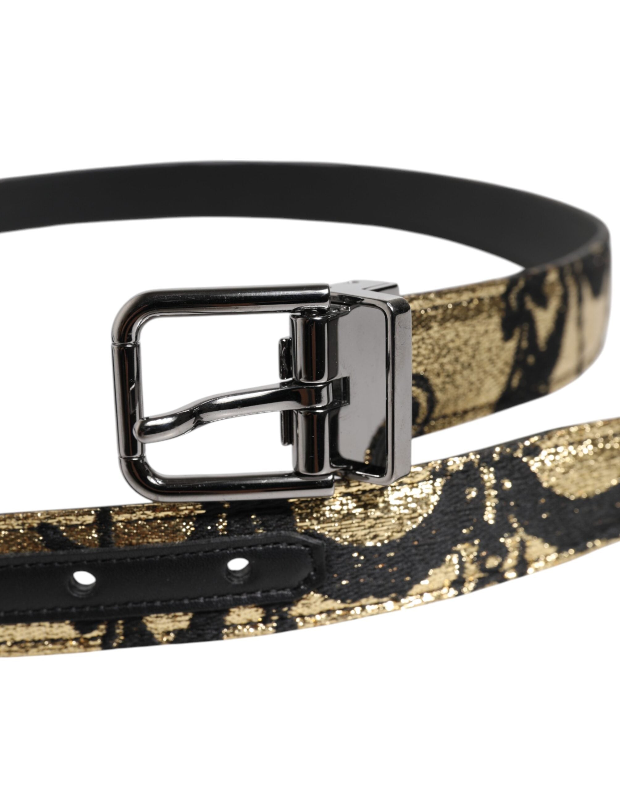 Dolce & Gabbana Multicolor Jacquard Leather Metal Buckle Belt -   -  Dolce & Gabbana.