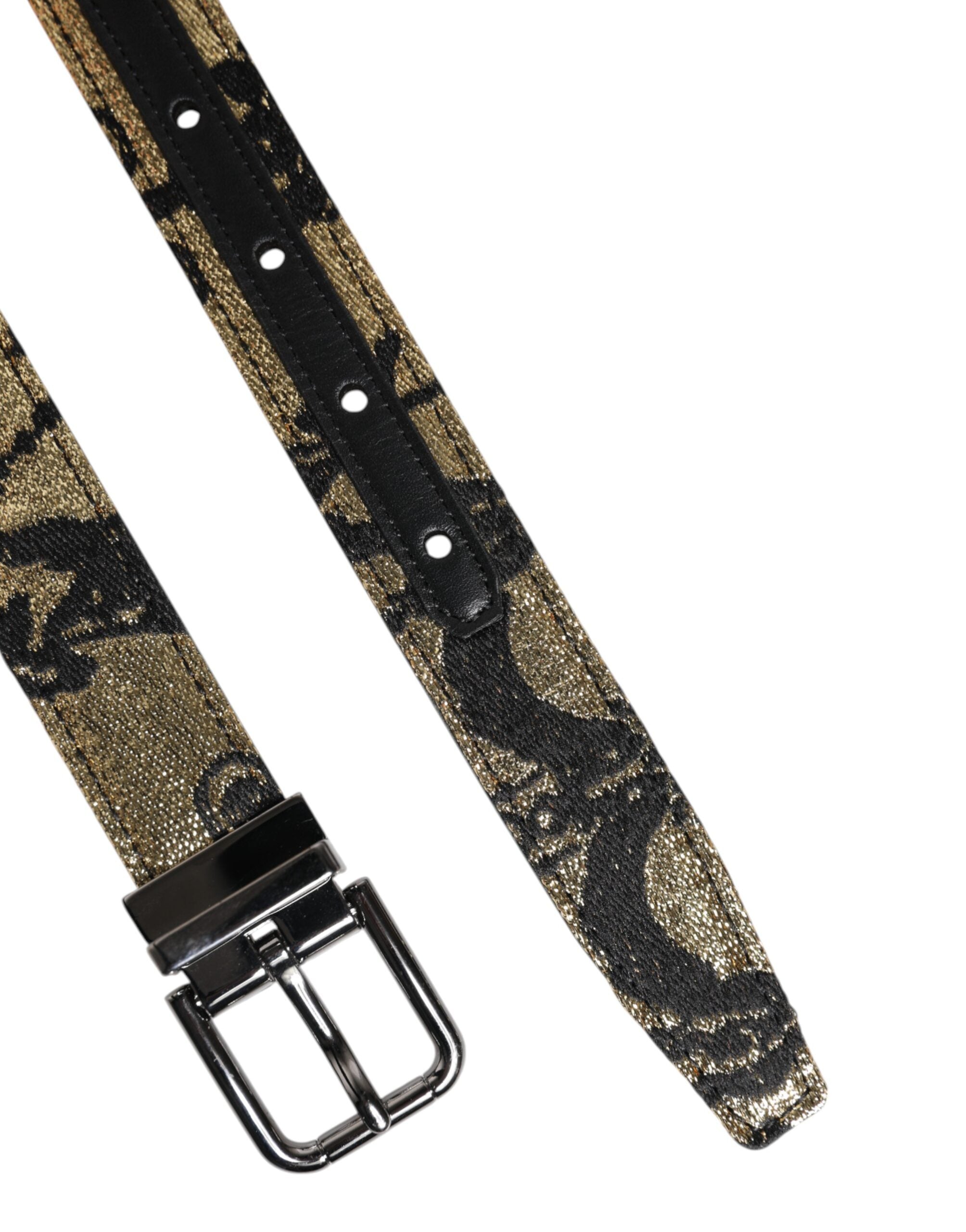 Dolce & Gabbana Multicolor Jacquard Leather Metal Buckle Belt -   -  Dolce & Gabbana.