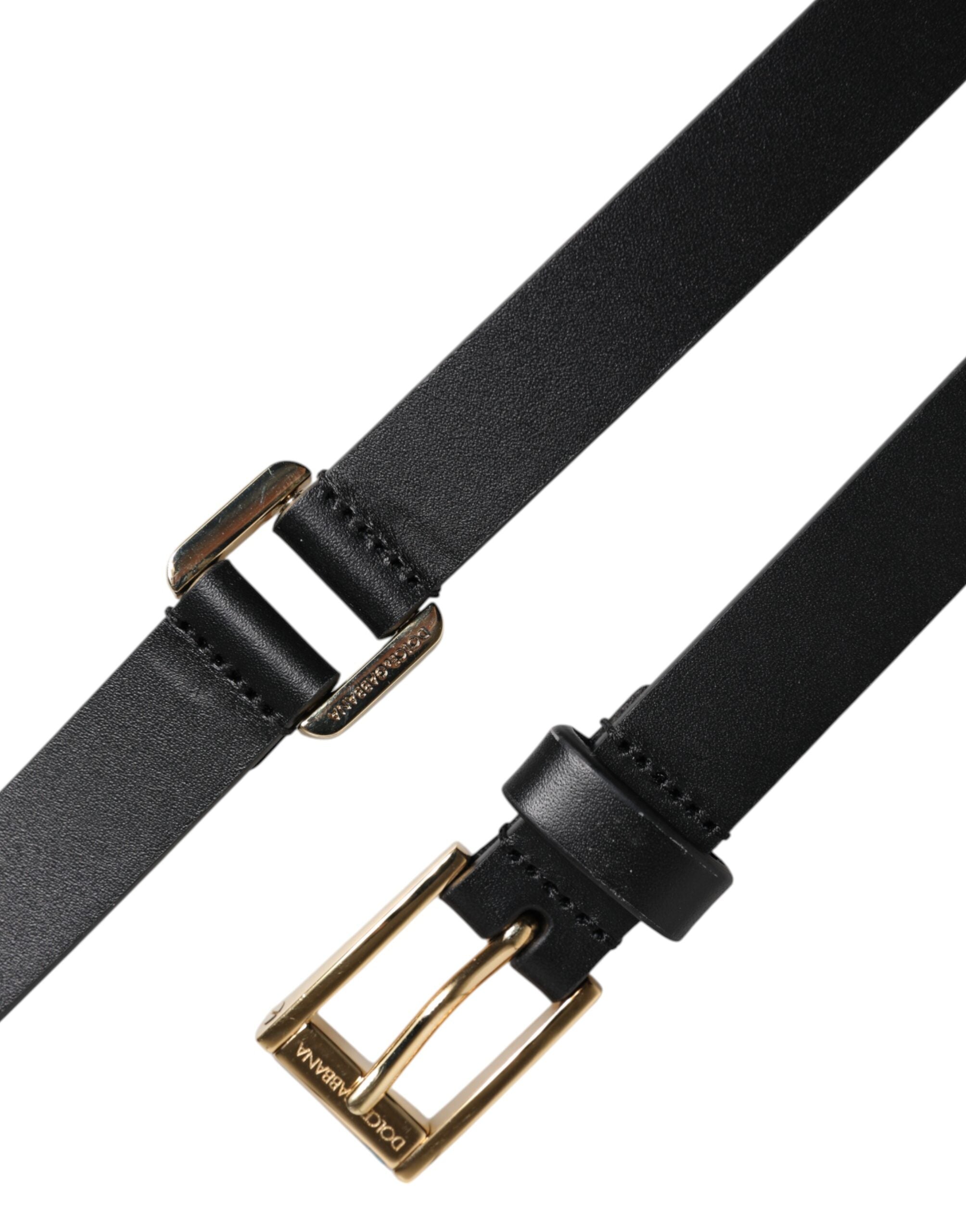 Dolce & Gabbana Black Classic Gold Metal Logo Buckle Belt -   -  Dolce & Gabbana.