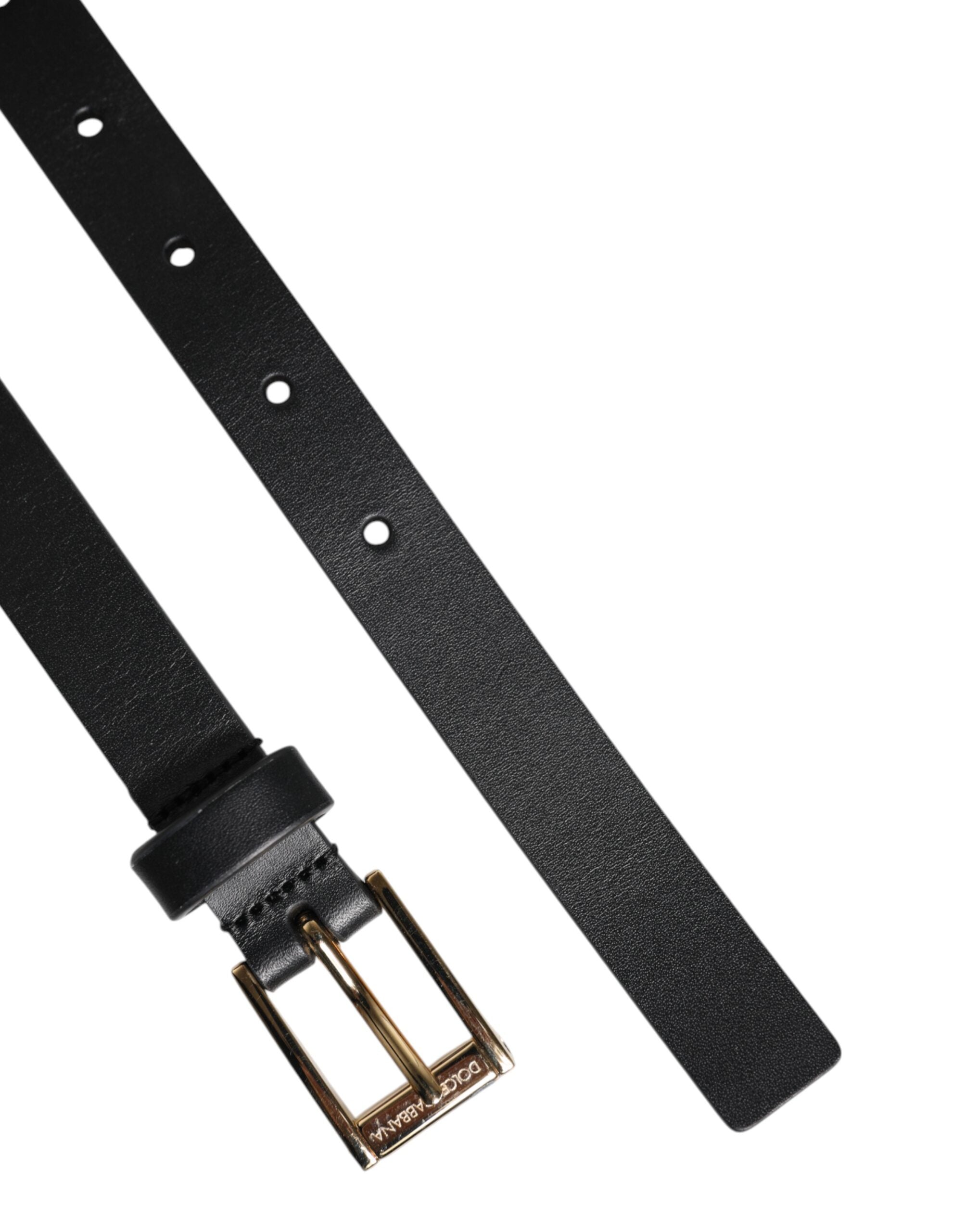 Dolce & Gabbana Black Classic Gold Metal Logo Buckle Belt -   -  Dolce & Gabbana.