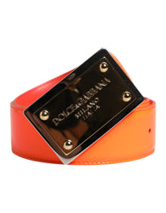 Dolce & Gabbana Orange Gold Tone Metal Logo Buckle Belt -   -  Dolce & Gabbana.