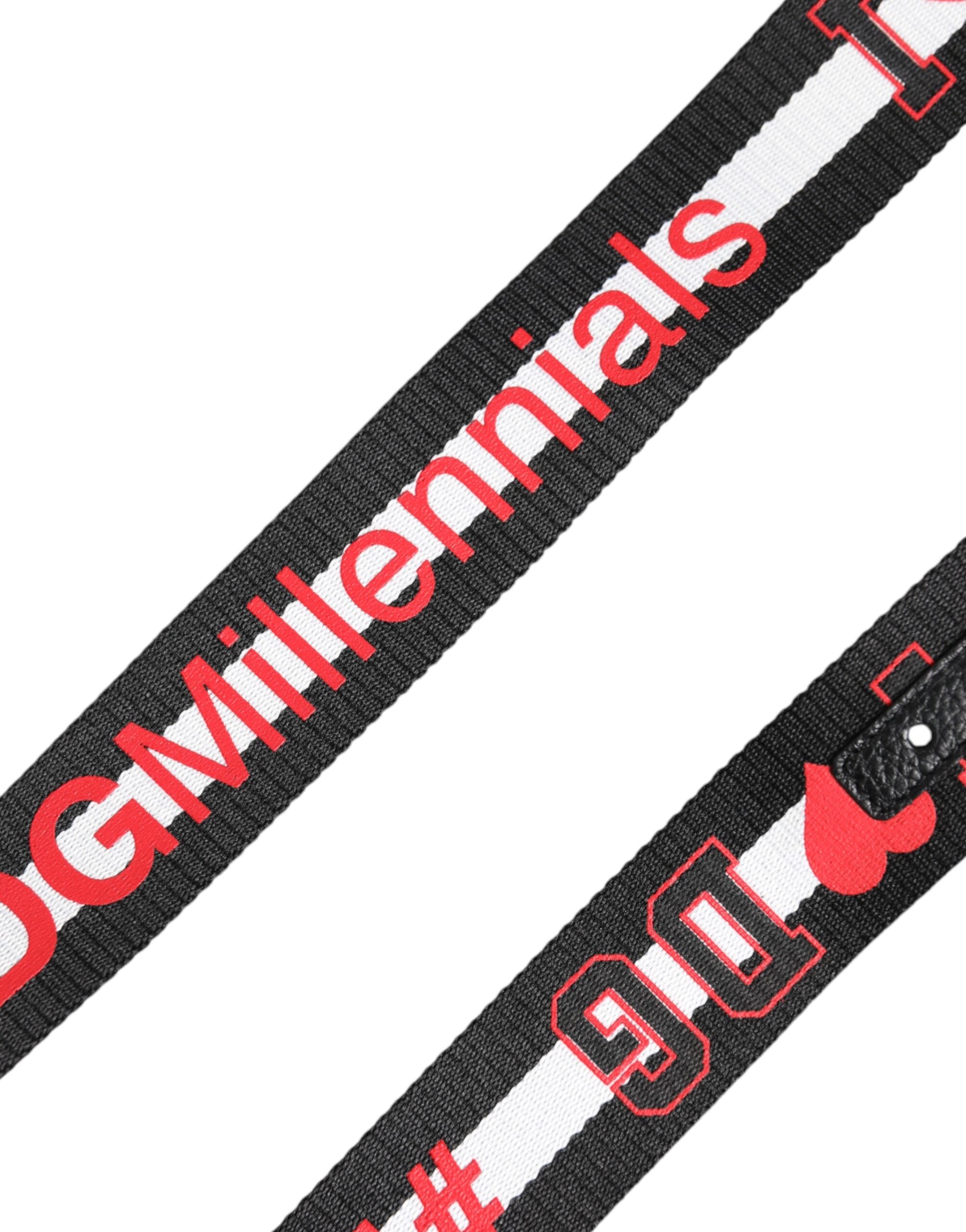 Dolce & Gabbana Black Polyester Logo Print DG Buckle Belt -   -  Dolce & Gabbana.
