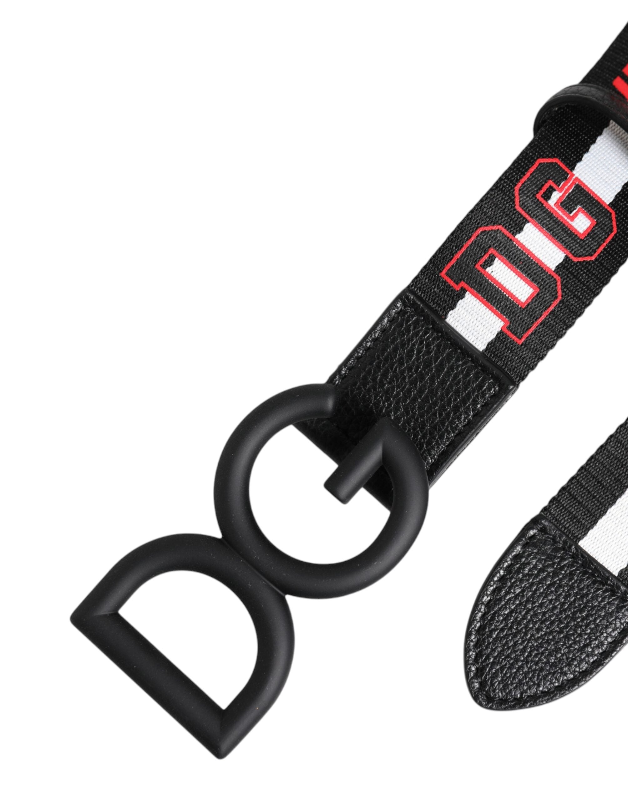 Dolce & Gabbana Black Polyester Logo Print DG Buckle Belt -   -  Dolce & Gabbana.