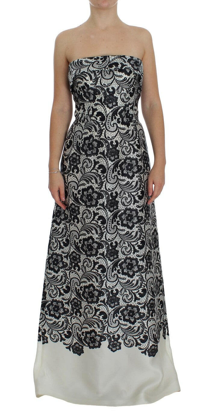 Dolce & Gabbana White Floral Lace Silk Corset Maxi Dress -   -  Dolce & Gabbana.
