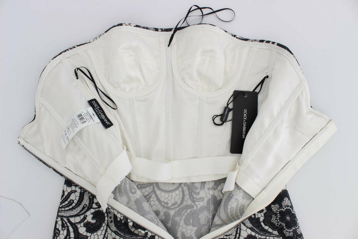 Dolce & Gabbana White Floral Lace Silk Corset Maxi Dress -   -  Dolce & Gabbana.